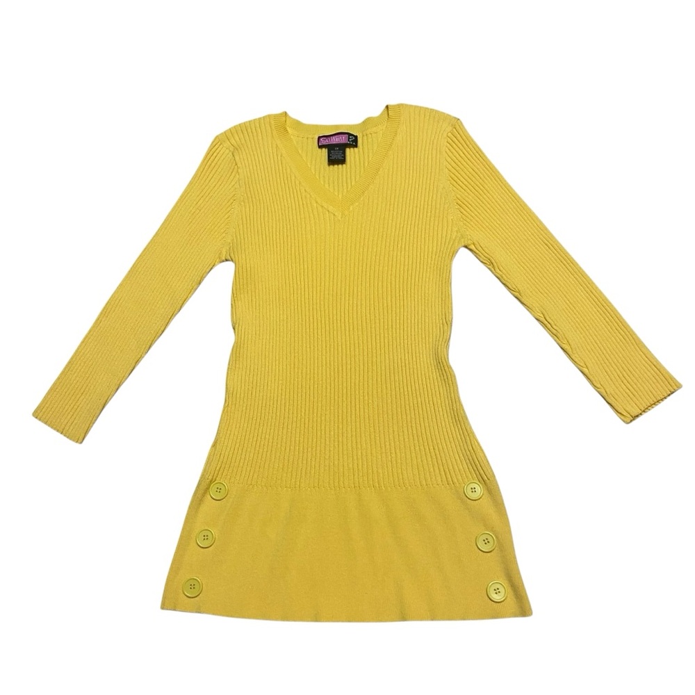 Vintage Canary Sweater Y2K Say What? Knit Sweater Yellow